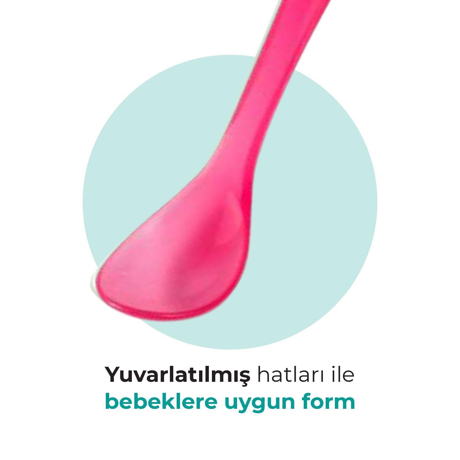 Mamajoo Beslenme Kaşığı, Pembe, İkili | Ergonomik Tasarım, Hijyenik Saklama Kutulu