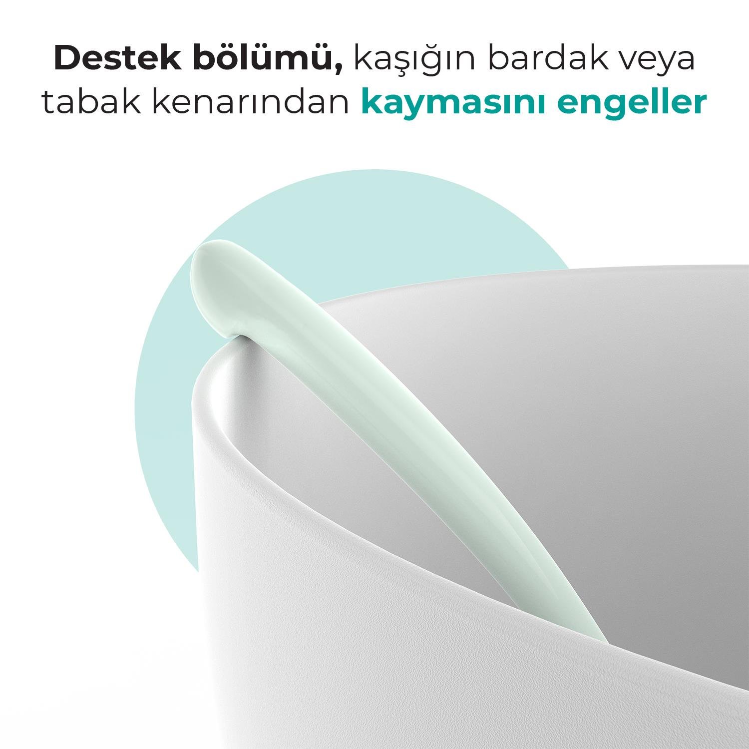 Mamajoo Beslenme Kaşığı, Powder Green, İkili | Ergonomik Tasarım, Hijyenik Saklama Kutulu