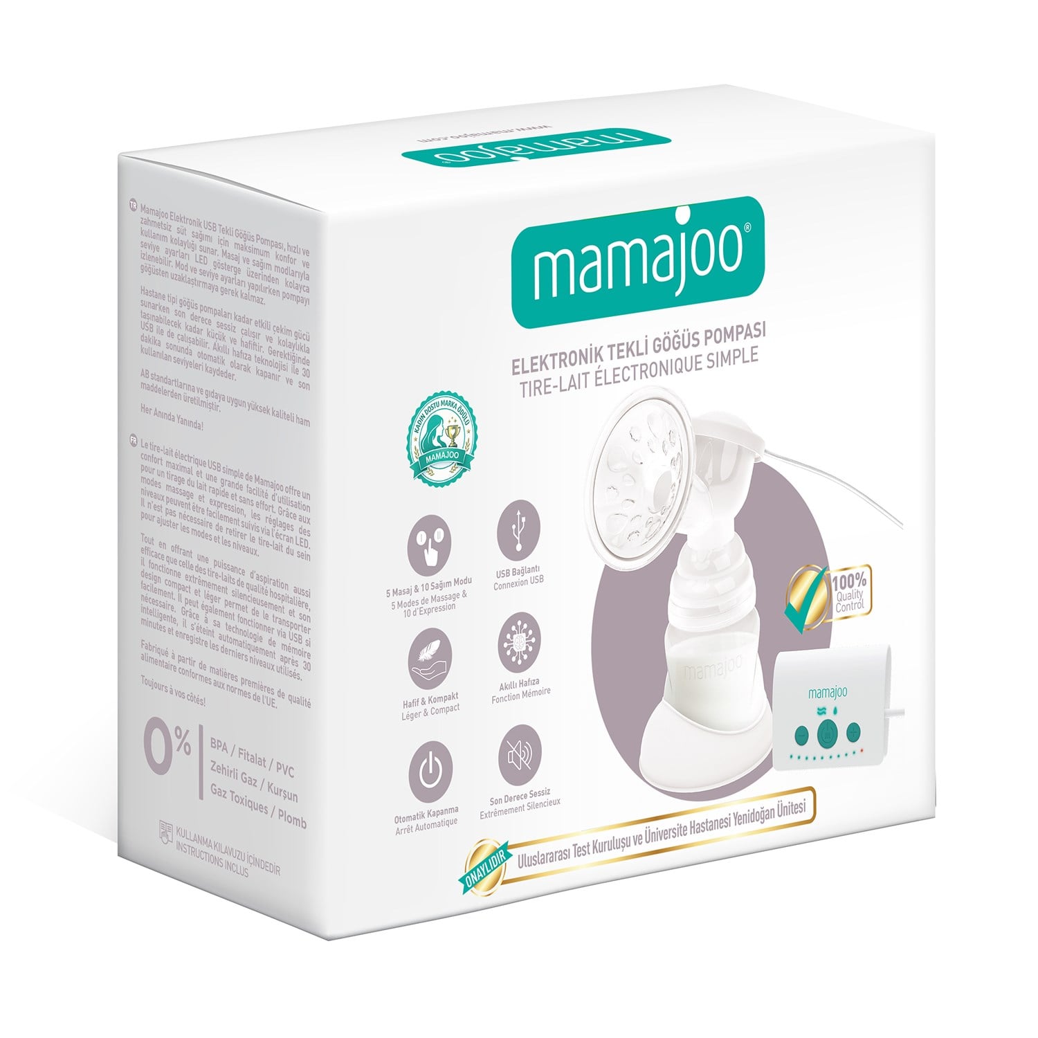 Mamajoo Elektrikli USB Tekli Göğüs Pompası 160 ml | 15 Kademe Ayarı