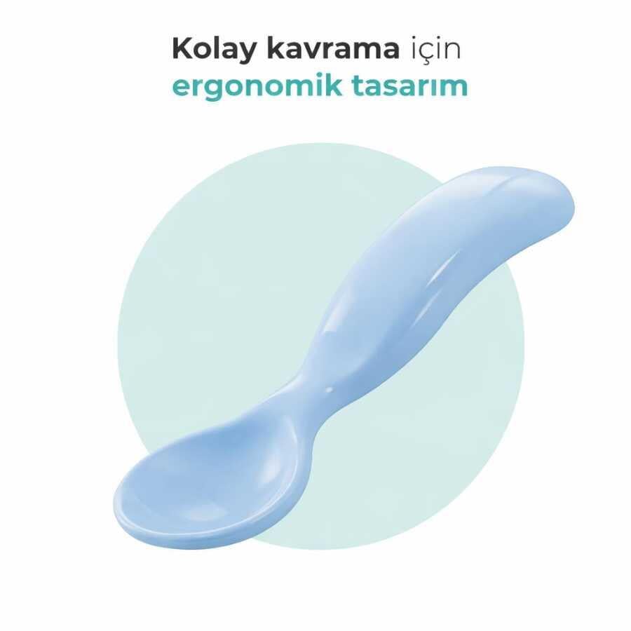 Mamajoo Ergonomik Beslenme Kaşık & Çatal Seti Mavi, 6 Ay+ İkili