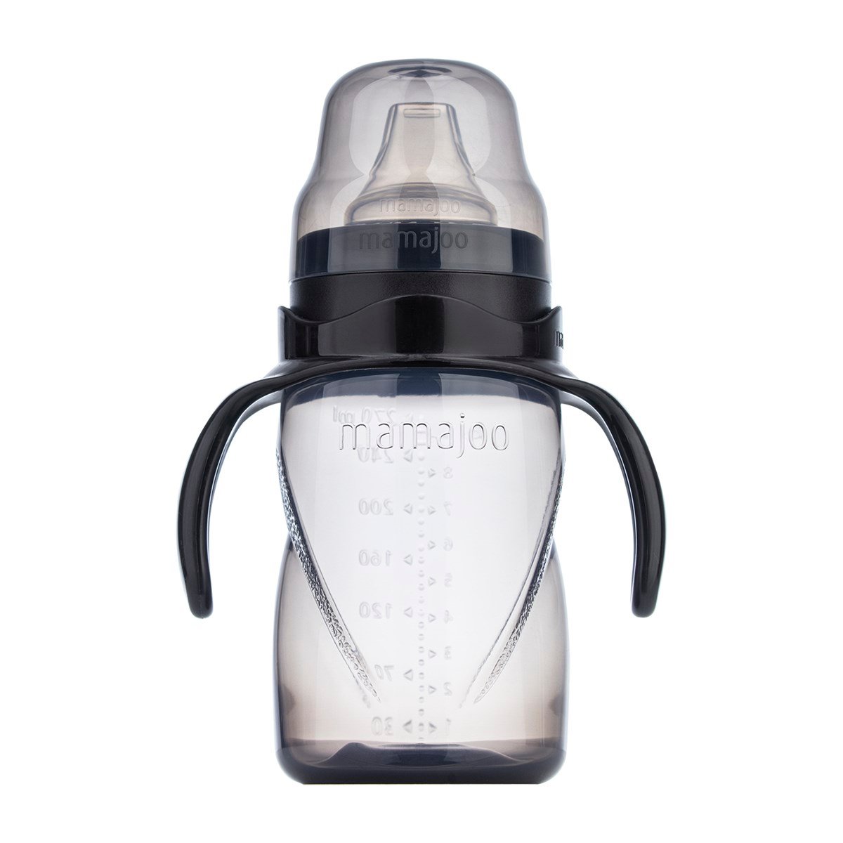 Mamajoo Gece & Gündüz Biberonu 160ml & Kulplu Eğitici Bardak 270 ml & Saklama Kutulu İkili Emzik / Black
