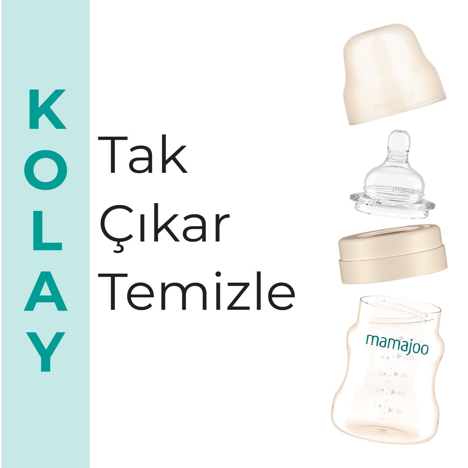 Mamajoo Gold Plus Biberon 150 ml & Anti-Kolik Silikon Biberon Emziği S