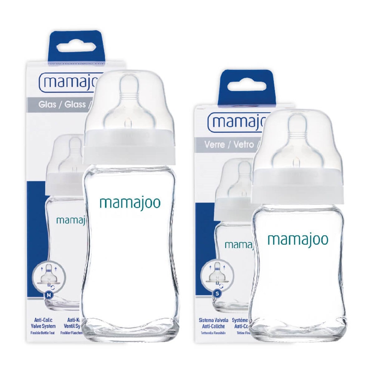 Mamajoo İkili Cam Biberon Seti 180ml + 240ml