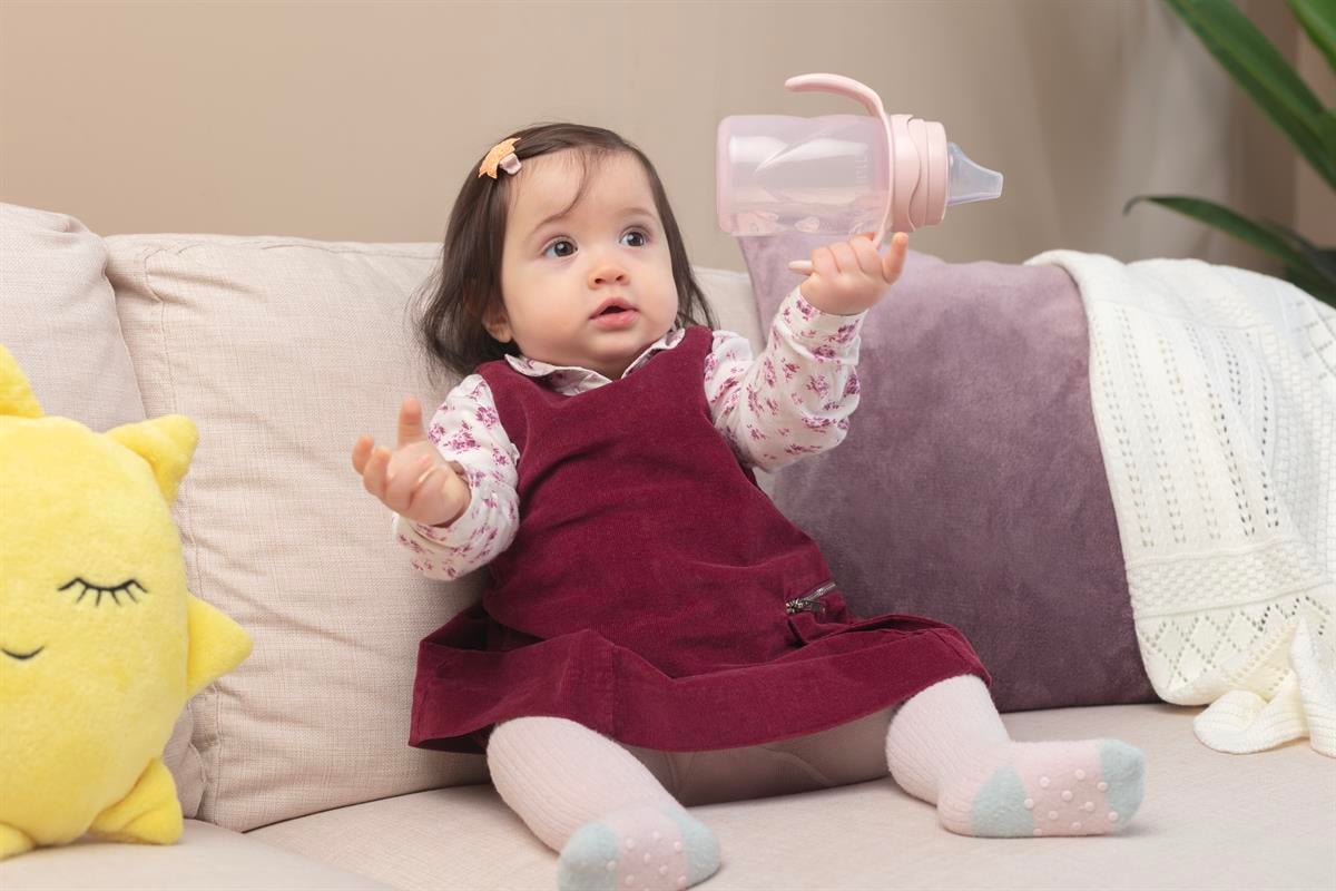Mamajoo Kulplu Akıtmaz Eğitici Bardak Powder Pink 270 ml & Anti-Kolik Bardak Ucu