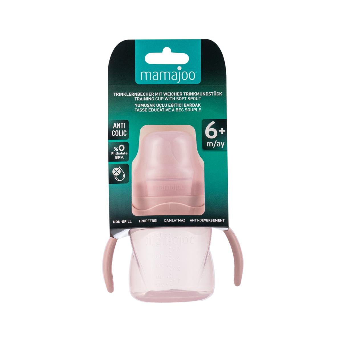 Mamajoo Kulplu Eğitici Bardak 160 ml & Yedek İkili Bardak Ucu / Powder Pink