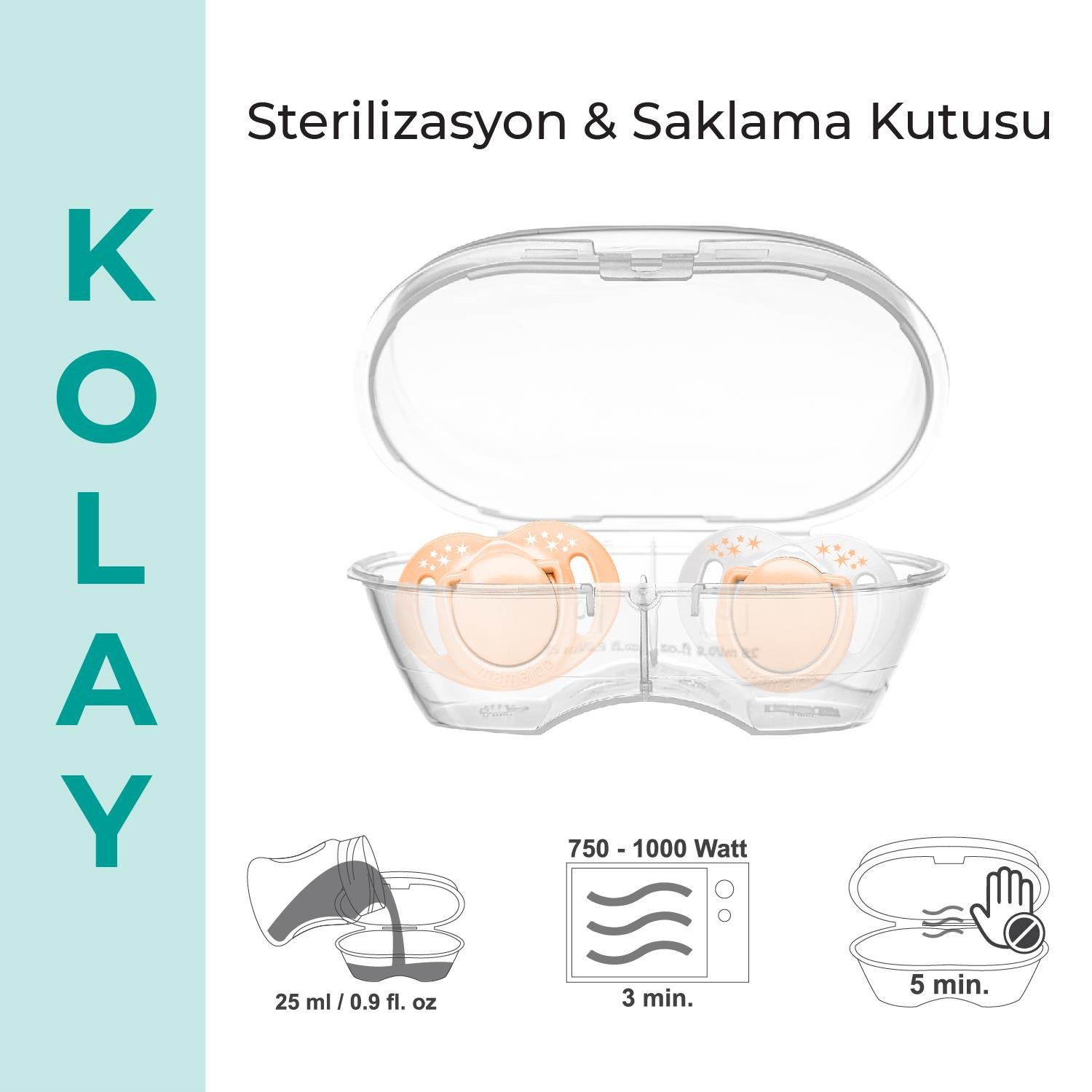 Mamajoo Ortodontik Emzik, 0+ Ay, Powder Blush, İkili | Geniş Hava Delikli, Saklama ve Sterilizasyon Kutusu Hediyeli