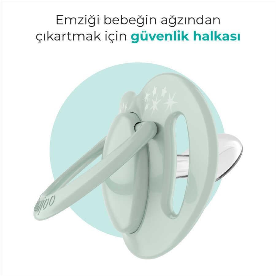 Mamajoo Ortodontik Emzik Seti 0 Ay+ Powder Green | İkili, Silikon, Damaklı | Sterilizasyon & Saklama Kabı Hediyeli