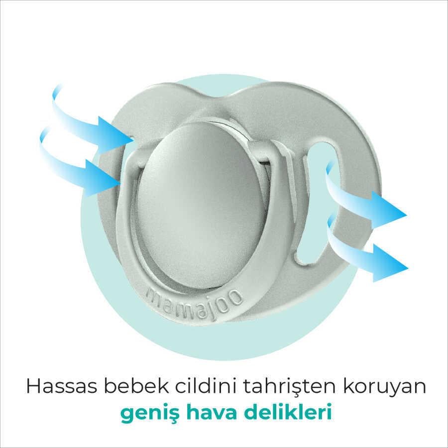 Mamajoo Ortodontik Emzik Seti 0 Ay+ Powder Green | İkili, Silikon, Damaklı | Sterilizasyon & Saklama Kabı Hediyeli