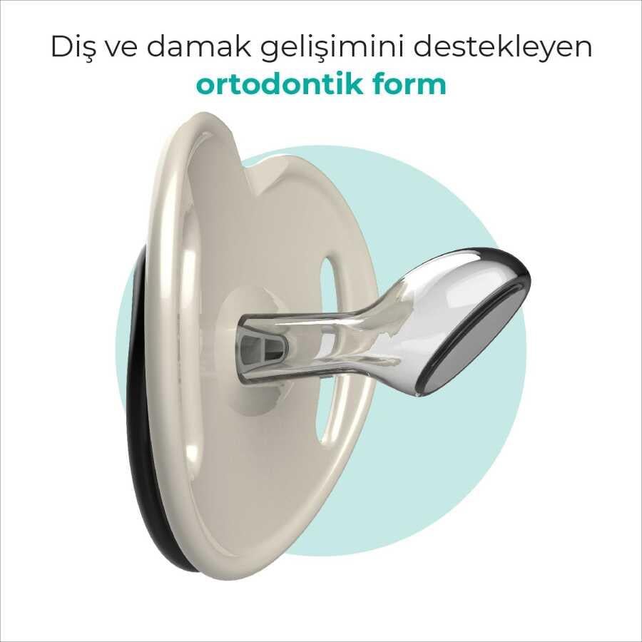 Mamajoo Ortodontik Emzik Seti 12 Ay+ Pearl & Black | İkili, Silikon, Damaklı | Sterilizasyon & Saklama Kabı Hediyeli