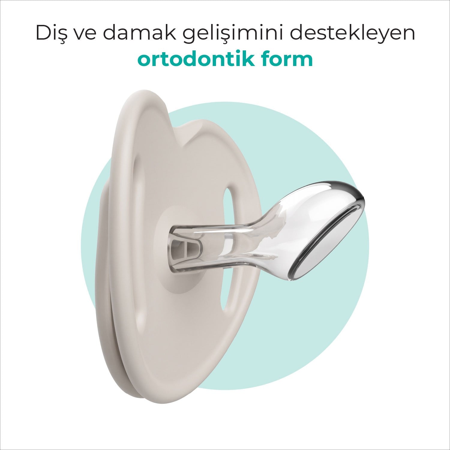 Mamajoo Ortodontik Emzik Seti 6 Ay+ Light Beige & Light Gray | İkili, Silikon, Damaklı | Sterilizasyon & Saklama Kabı Hediyeli