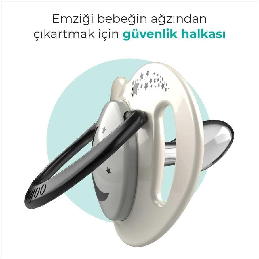 Mamajoo Ortodontik Emzik Seti 6 Ay+ Pearl & Black | İkili, Silikon, Damaklı | Sterilizasyon & Saklama Kabı Hediyeli