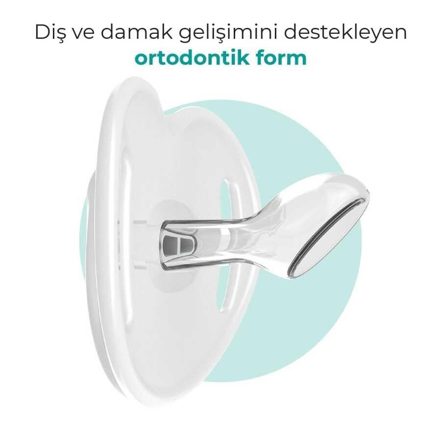 Mamajoo Ortodontik Emzik Seti 6 Ay+ Ekru & Kaplan | İkili, Silikon, Damaklı | Sterilizasyon & Saklama Kabı Hediyeli