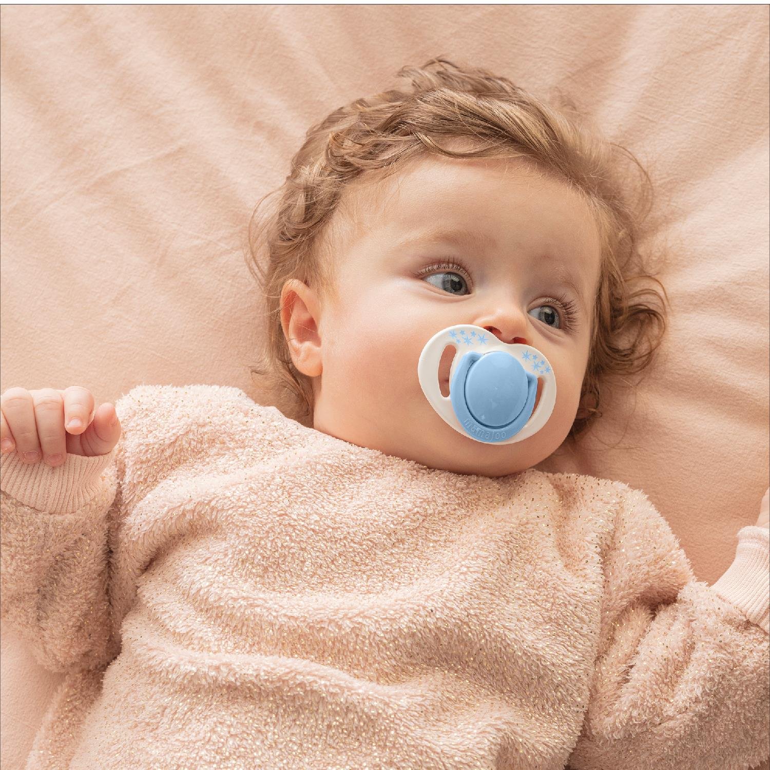 Mamajoo Ortodontik Emzik, Silikon, 0+ Ay, Powder Blue Desenli, İkili | Saklama Kutu Hediyeli, Damak Dostu, Geniş Hava Delikli