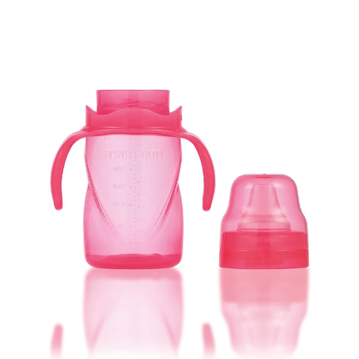 Mamajoo Silver Biberon 150 ml & Kulplu Eğitici Bardak 270 ml / Pembe