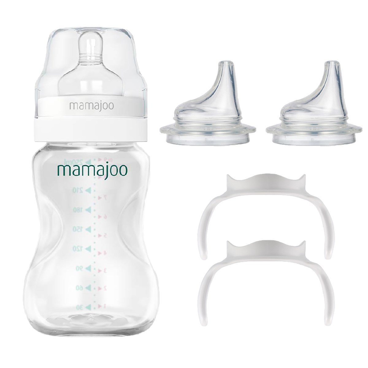 Mamajoo Silver Biberon 250 ml & Eğitici Bardak Kulbu & Yumuşak Bardak Ucu