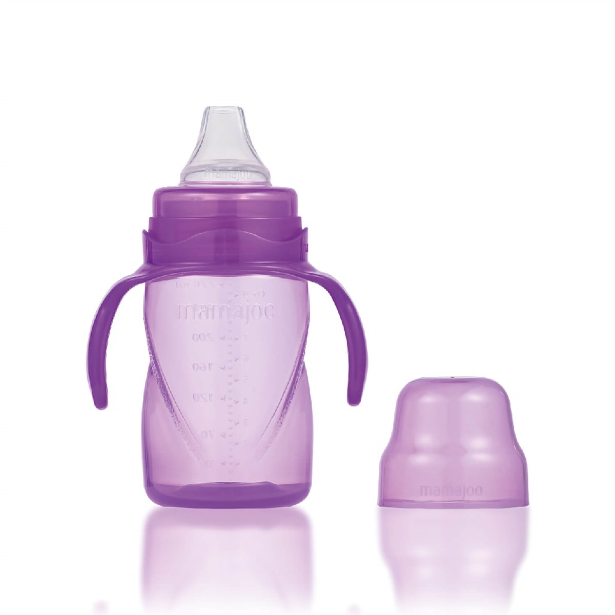 Mamajoo Silver Biberon 250ml & Kulplu Eğitici Bardak 270ml / Mor