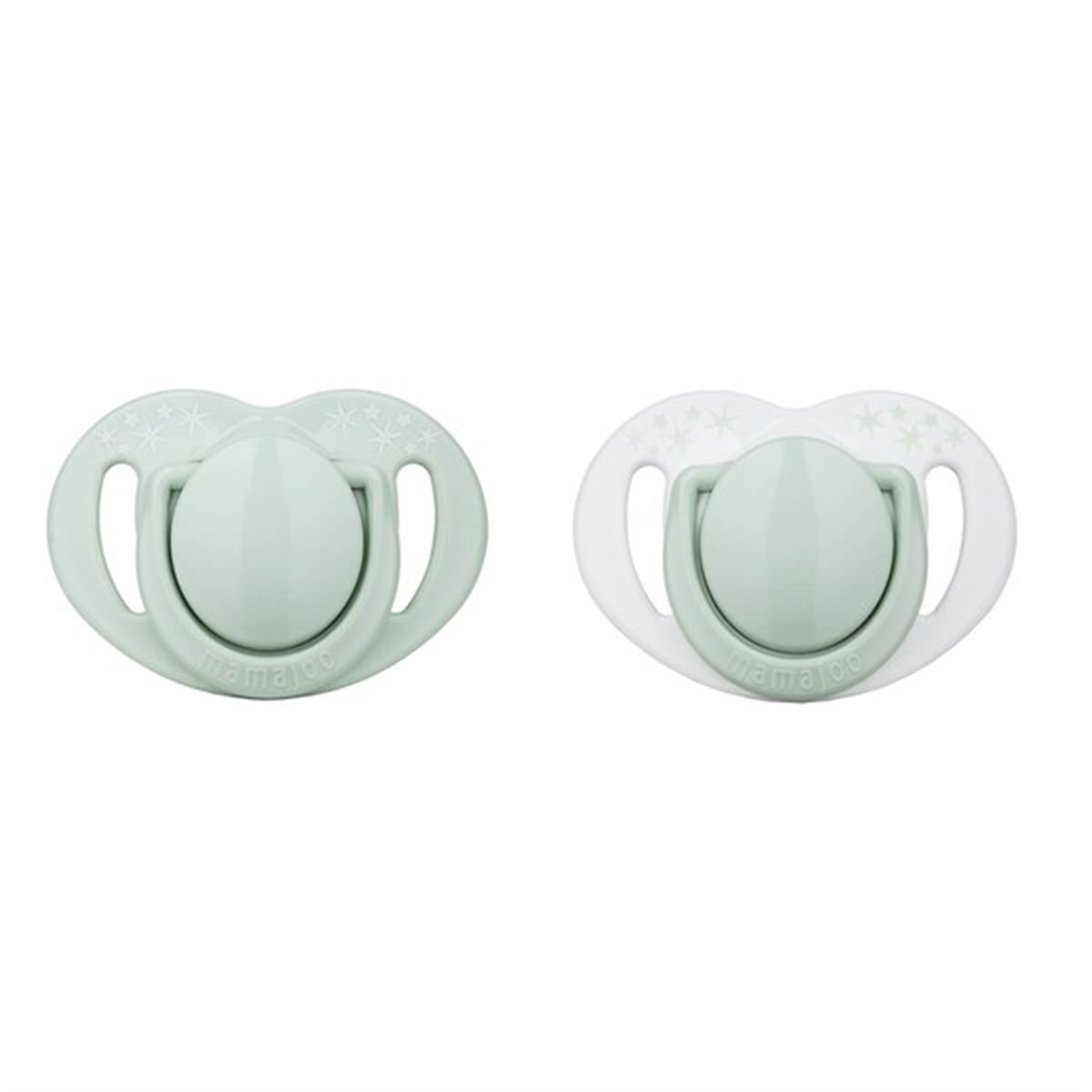 Mamajoo Sterilizasyon & Saklama Kutulu Silikon Ortodontik İkili Emzik Powder Green / 0 ay +