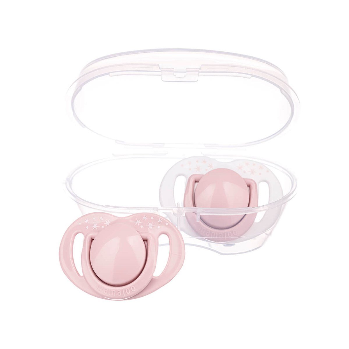Mamajoo Sterilizasyon & Saklama Kutulu Silikon Ortodontik İkili Emzik Powder Pink / 0 ay +