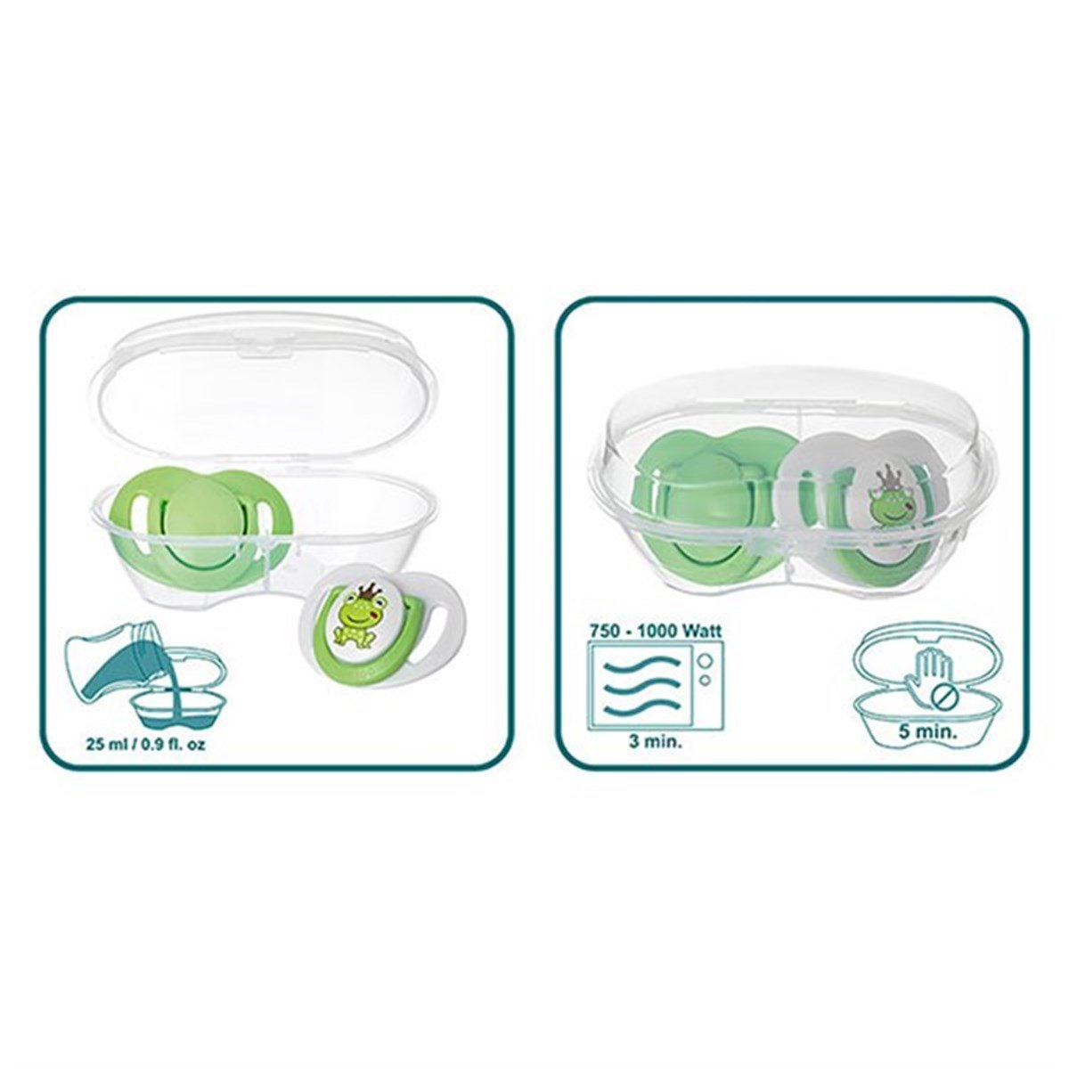 Mamajoo Sterilizasyon & Saklama Kutulu Silikon Ortodontik İkili Emzik Mavi Fil / 0 ay +