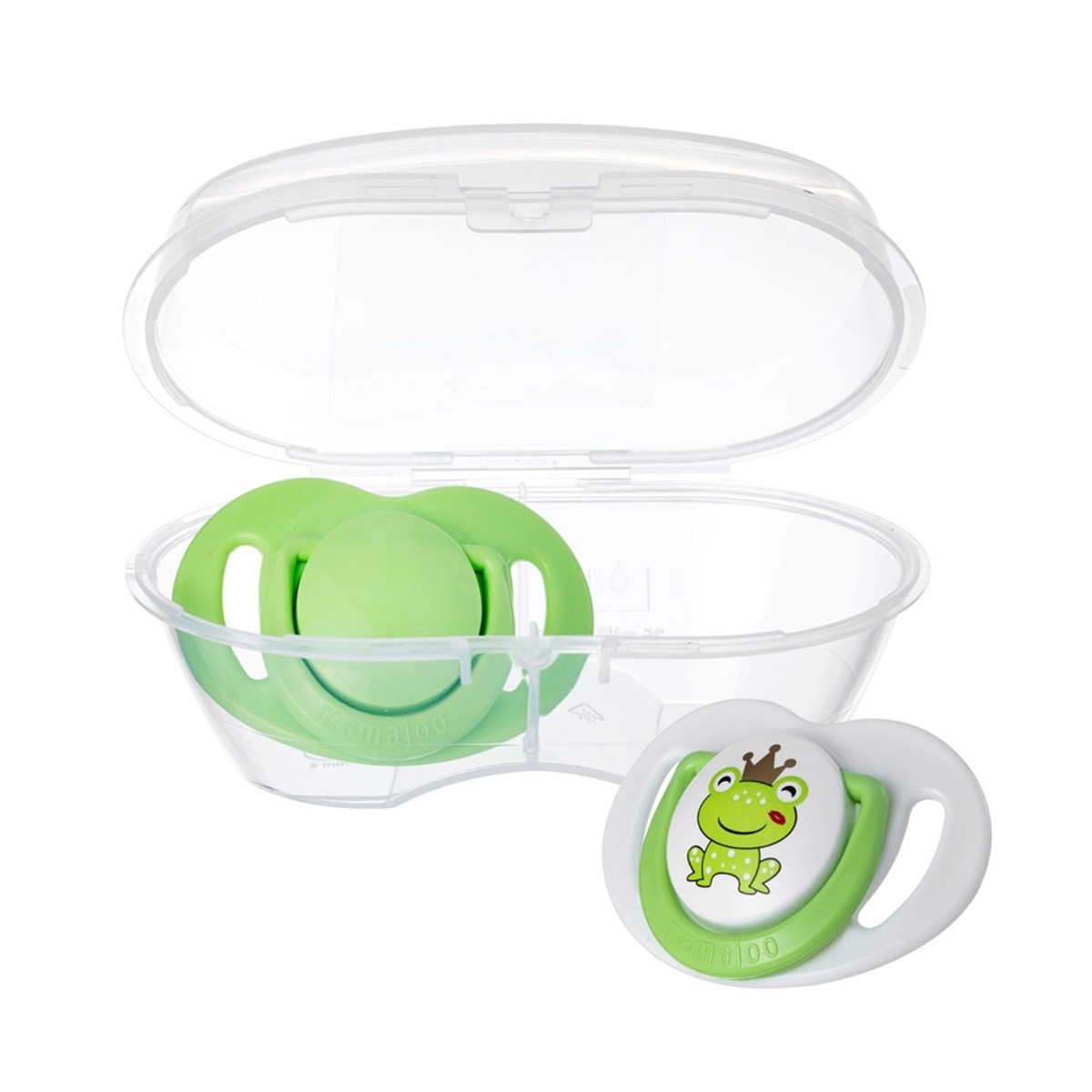 Mamajoo Sterilizasyon & Saklama Kutulu Silikon Ortodontik İkili Emzik Gece - Gündüz / 0 ay +