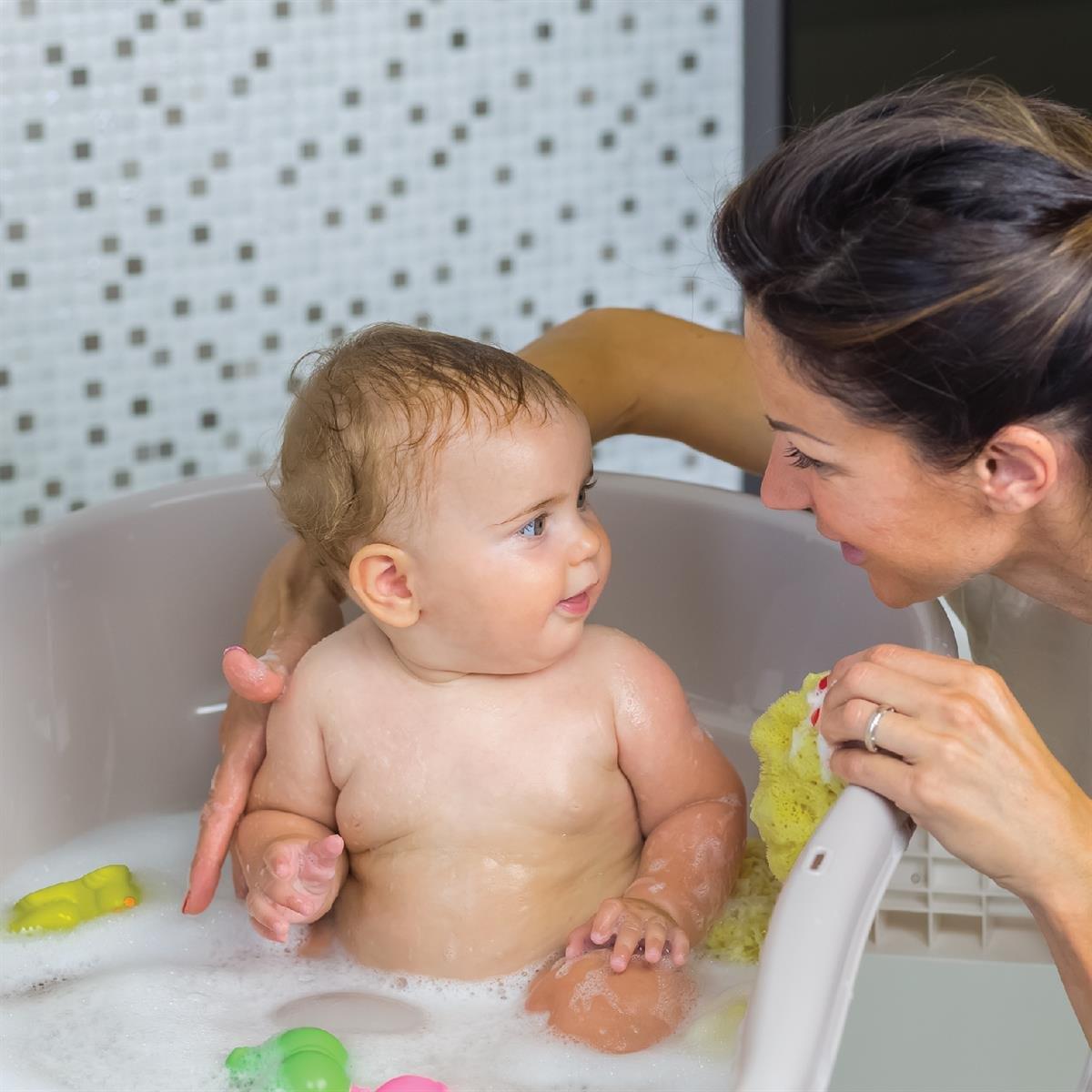 OKBaby Bebek Banyo Seti Onda Dijital Termometreli Çift Yönlü Bebek Küveti A. Gri & Bebek Küvet Taşıyıcı