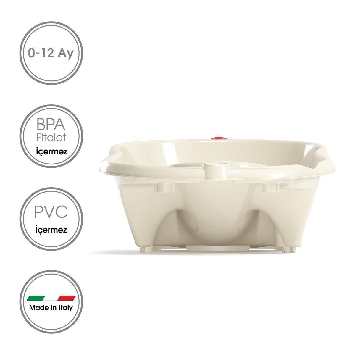 OKBaby Bebek Banyo Seti Onda Dijital Termometreli Çift Yönlü Bebek Küveti & Splash Bebek Duşu K. Beyaz