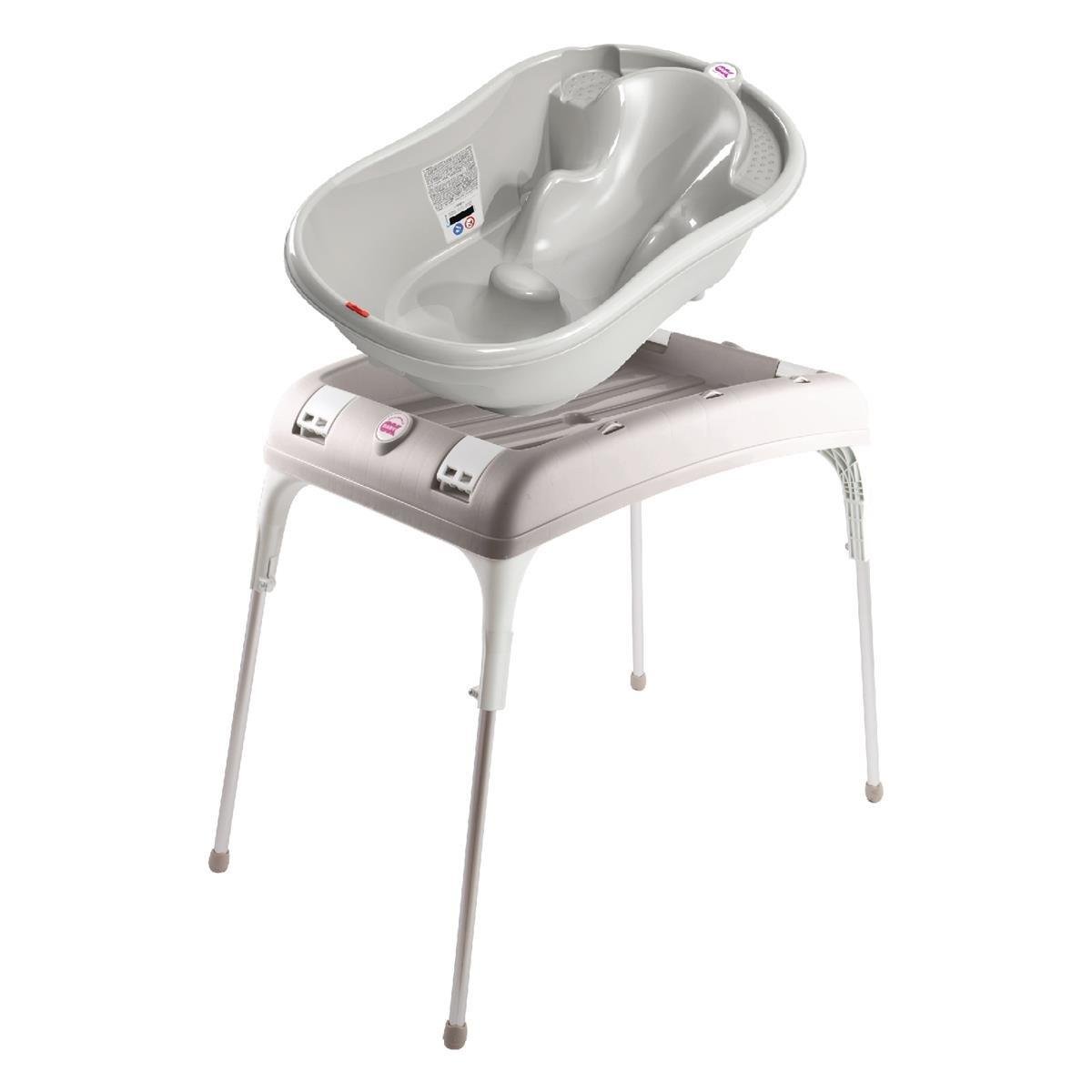 OKBaby Bebek Banyo Seti Onda Dijital Termometreli Çift Yönlü Bebek Küveti A. Gri & Bebek Küvet Taşıyıcı