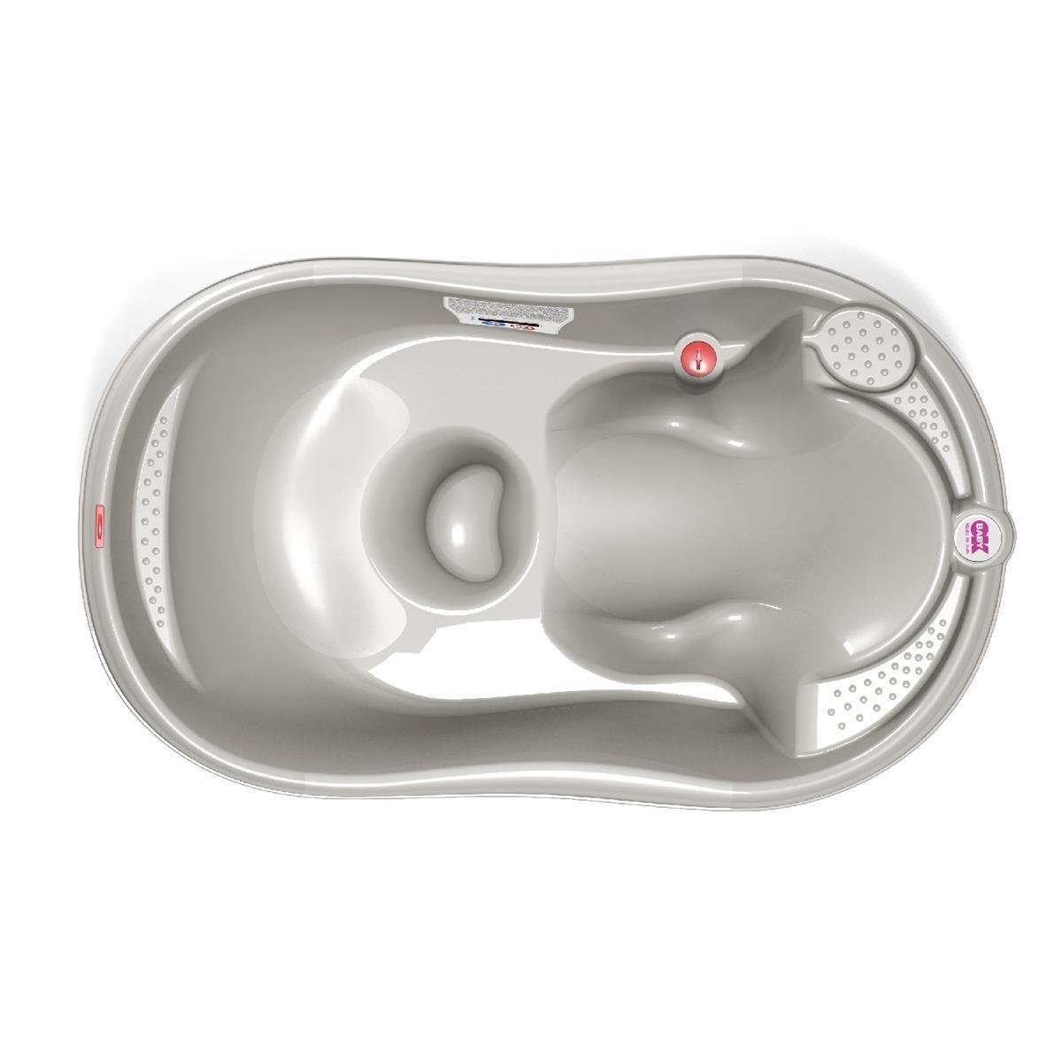 OKBaby Bebek Banyo Seti Onda Dijital Termometreli Çift Yönlü Bebek Küveti A. Gri & Bebek Küvet Taşıyıcı