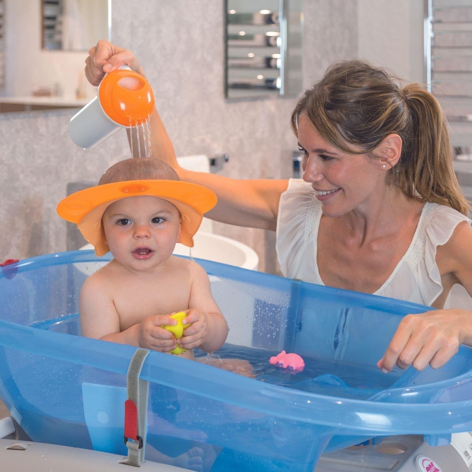 OKBaby Bebek Banyo Seti Splash Bebek Duşu + Hippo Duş Şapkası A.Gri