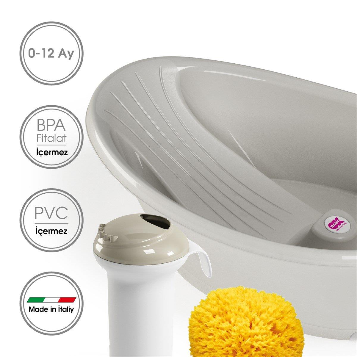 OKBaby Bella Bebek Banyo Seti 3 Parça Açık Gri 
