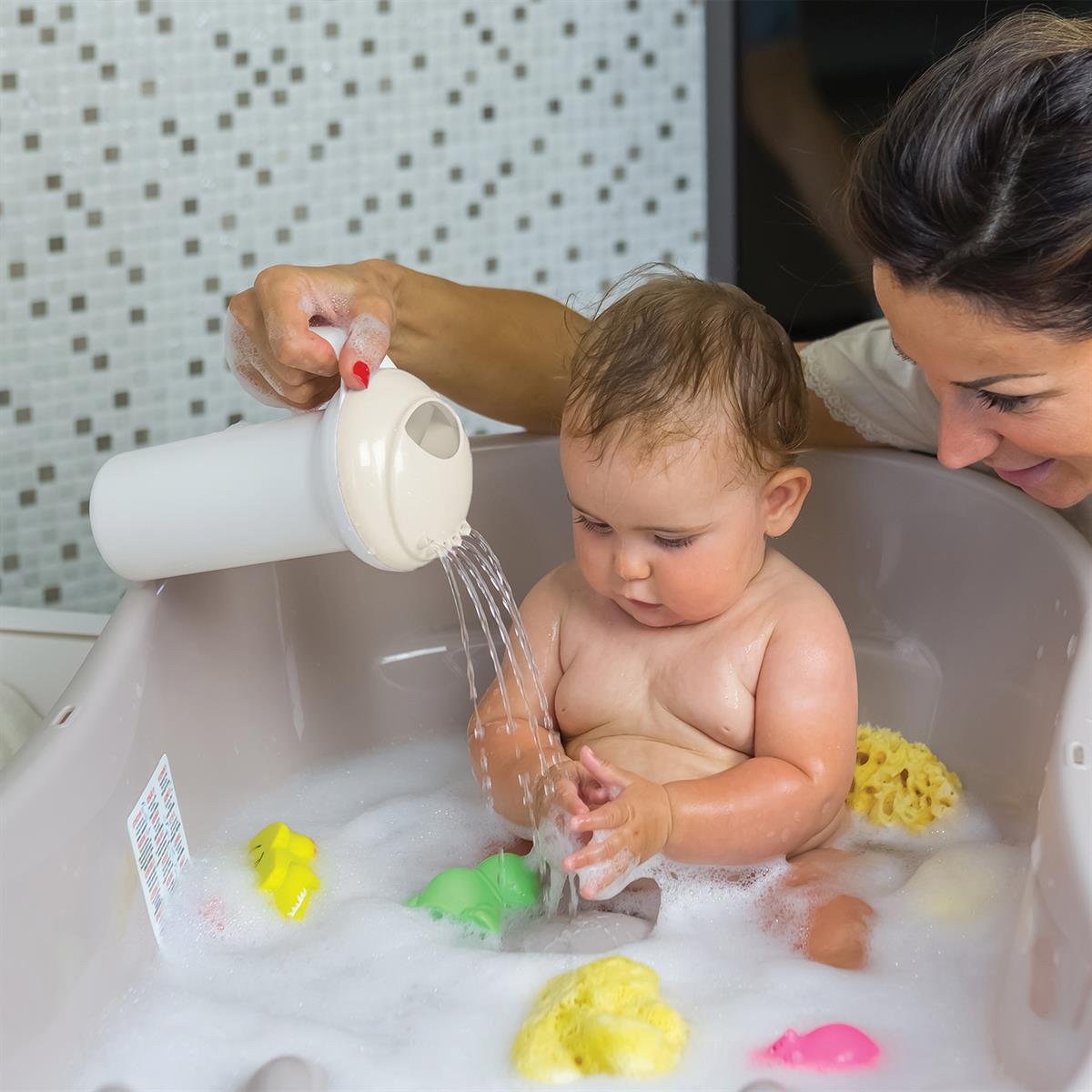 OkBaby Onda  Evol Banyo Küveti & Bebek Duşu & Doğal Banyo Süngeri No.10 / K.Beyaz