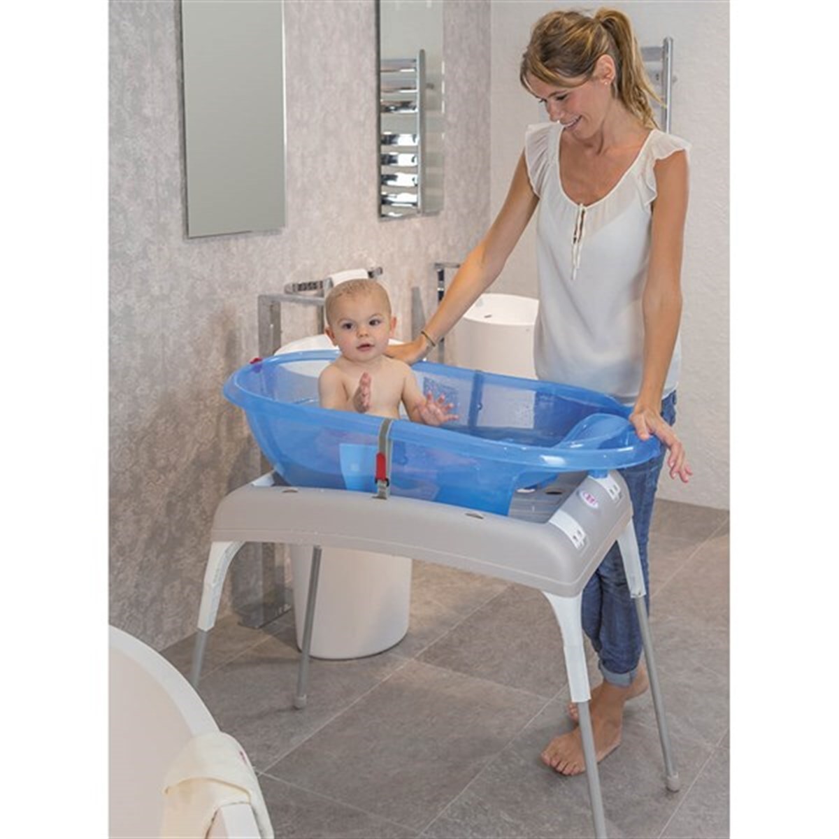 OkBaby Onda Evol Banyo Küveti & Küvet Taşıyıcı Beyaz / Banyo Güvenlik Seti Hediye