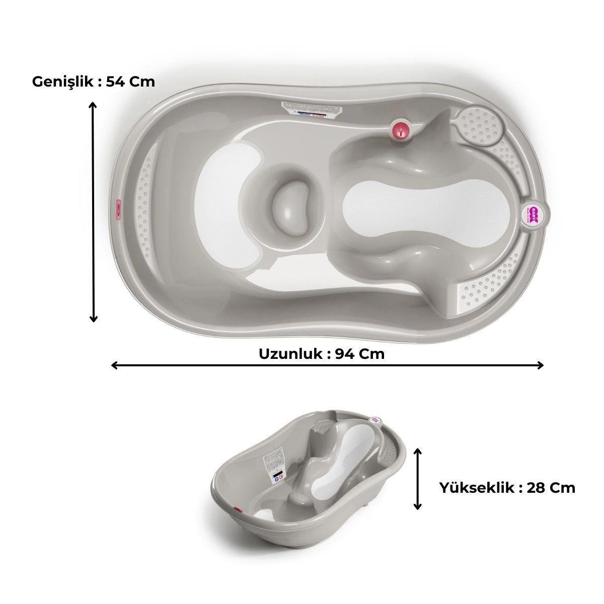 OKBaby Onda Evol Bebek Banyo Seti 3 Parça Açık Gri