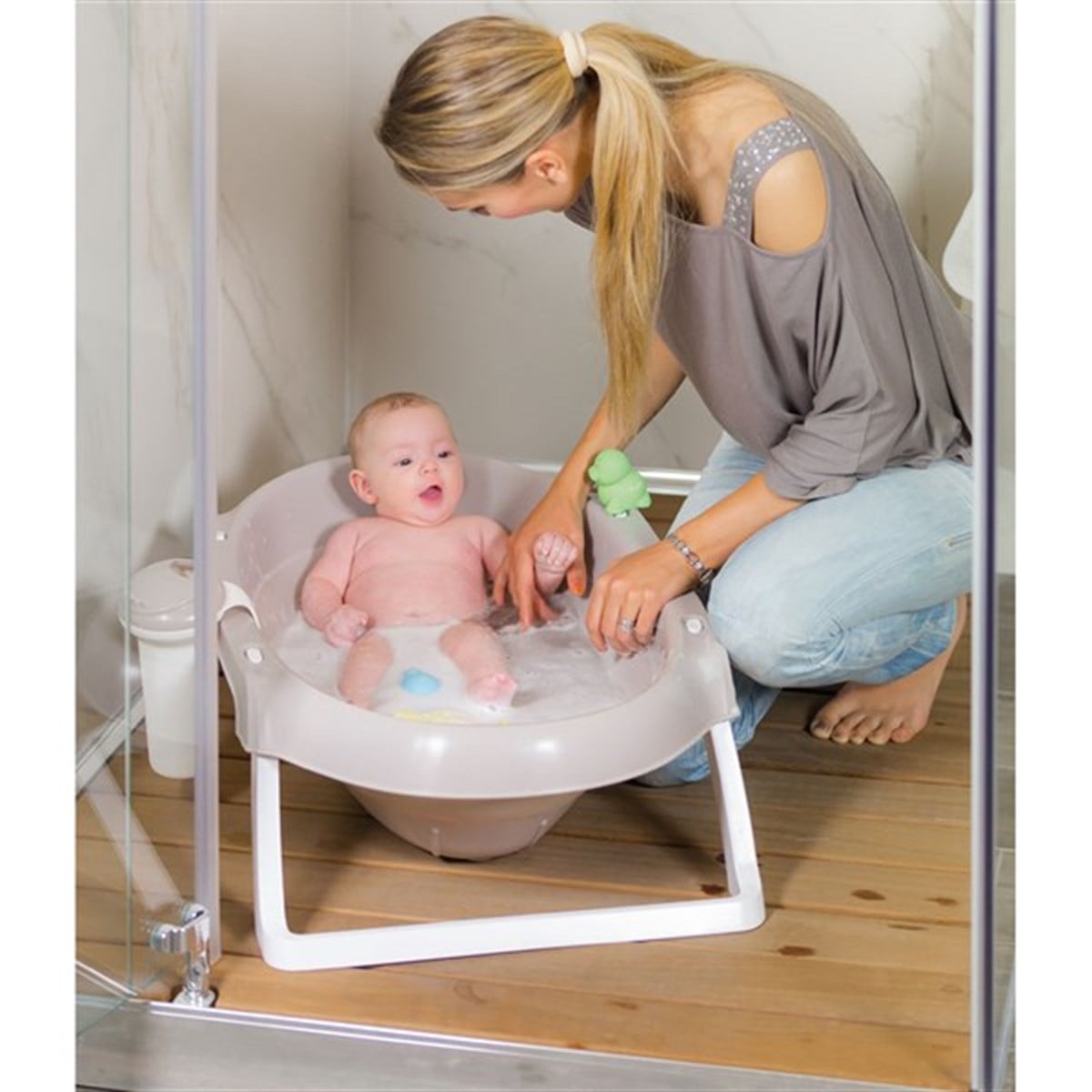 Okbaby Onda Slim Katlanır  Bebek Küveti / Beyaz