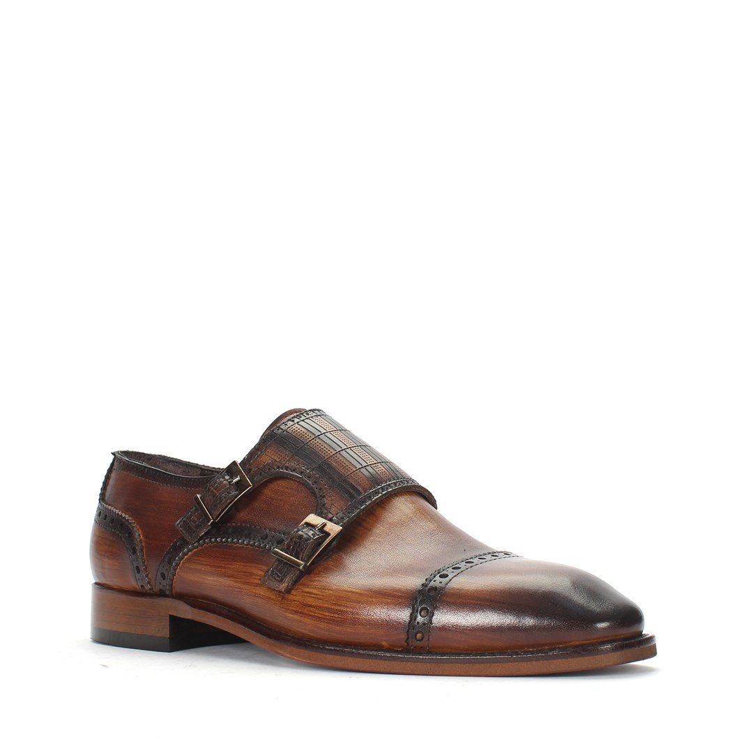 Taba Monk Strap Klasik Erkek Ayakkabı 032