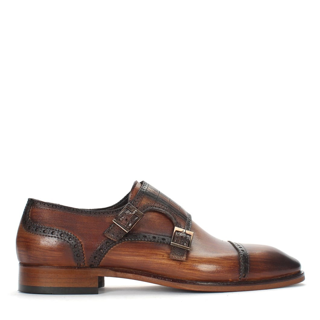 Taba Monk Strap Klasik Erkek Ayakkabı 032