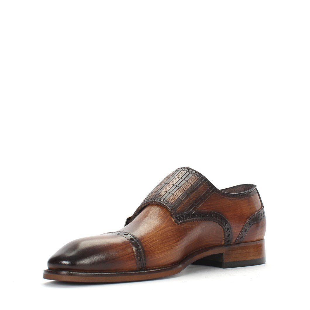 Taba Monk Strap Klasik Erkek Ayakkabı 032