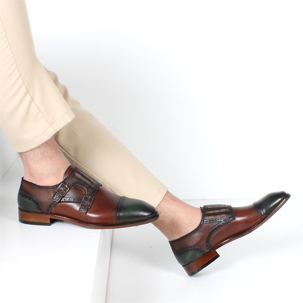 Yeşil Taba Monk Strap Erkek Klasik Ayakkabı  552 032-20288