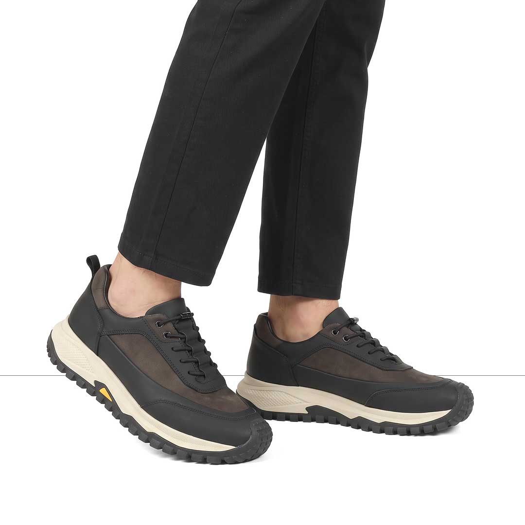 Celal Gültekin Erkek Antrasit Nubuk Siyah Deri Sneaker