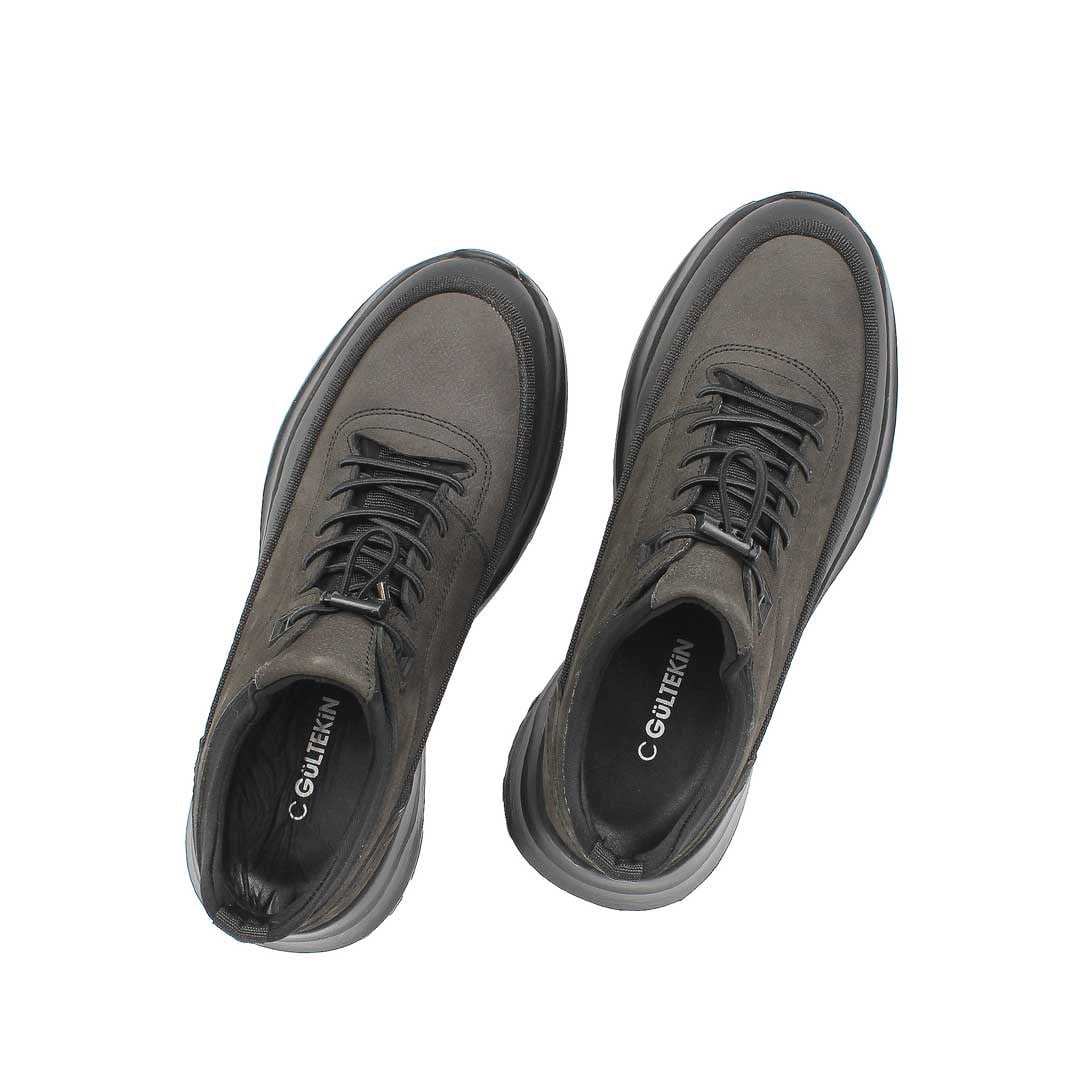 Celal Gültekin Erkek Antrasit Nubuk Siyah Deri Sneaker