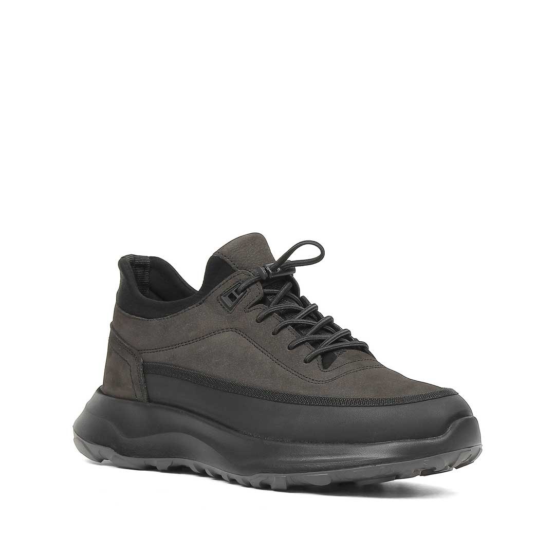 Celal Gültekin Erkek Antrasit Nubuk Siyah Deri Sneaker