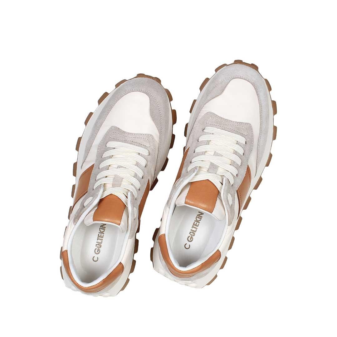 Celal Gültekin Erkek Bej Bağcıklı Kalın Tabanlı Süet Deri Sneaker