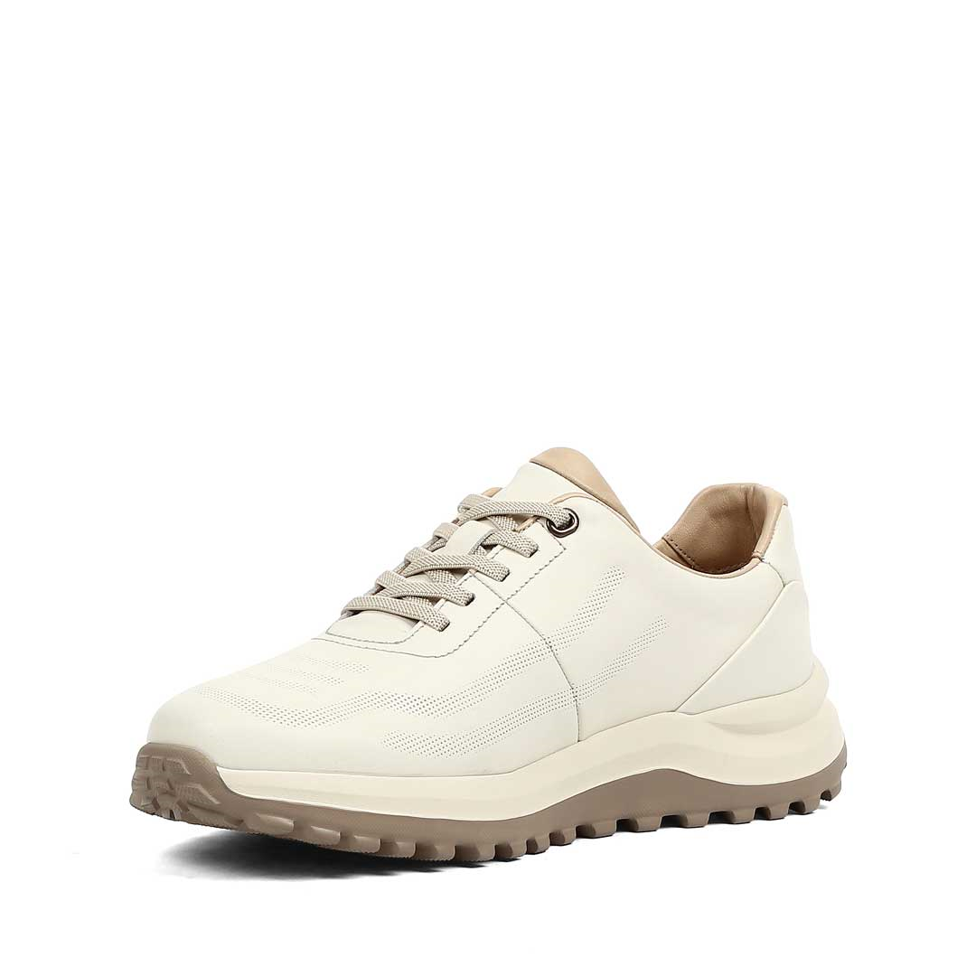 Celal Gültekin Erkek Bej Kalın Tabanlı Deri Sneaker