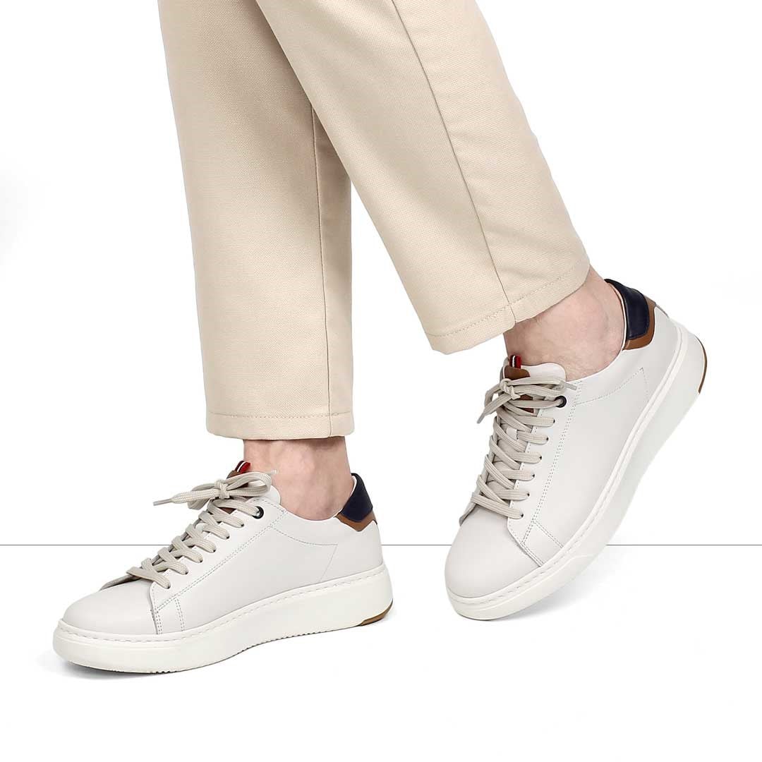Celal Gültekin Erkek Bej Kalın Tabanlı Deri Sneaker