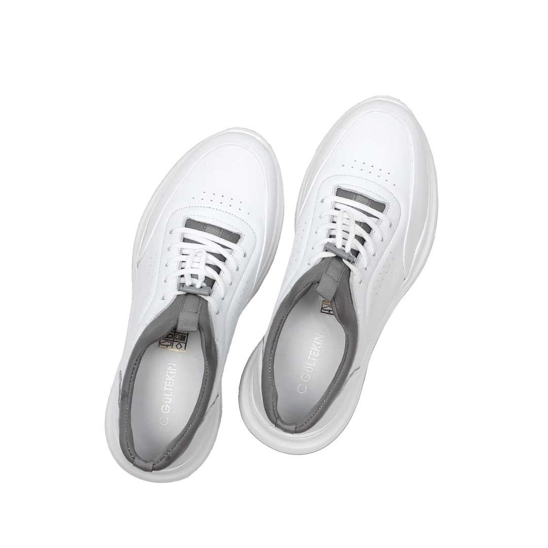 Celal Gültekin Erkek Beyaz Bağcıklı Kalın Tabanlı Deri Sneaker