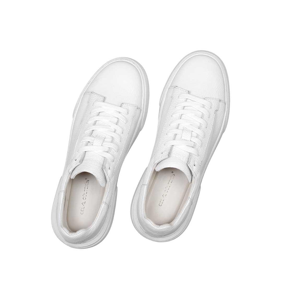 Celal Gültekin Erkek Beyaz Bağcıklı Kalın Tabanlı Deri Sneaker