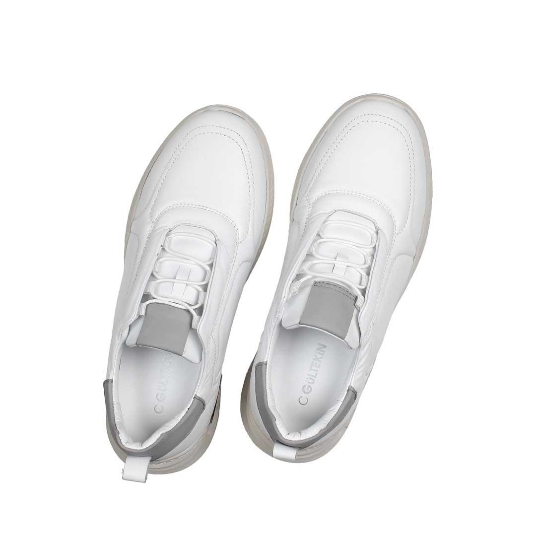 Celal Gültekin Erkek Beyaz Bağcıklı Kalın Tabanlı Deri Sneaker