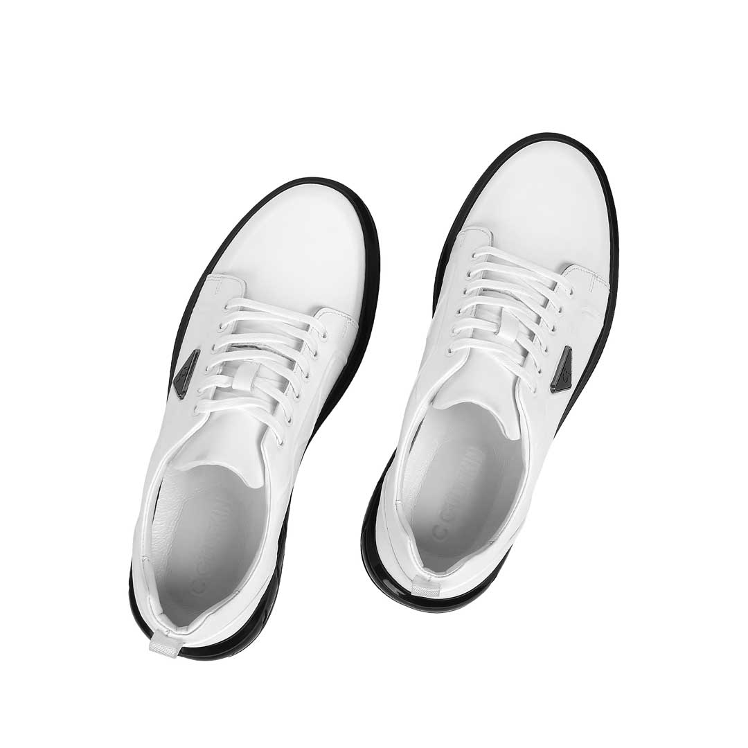 Celal Gültekin Erkek Beyaz Kalın Tabanlı Deri Sneaker
