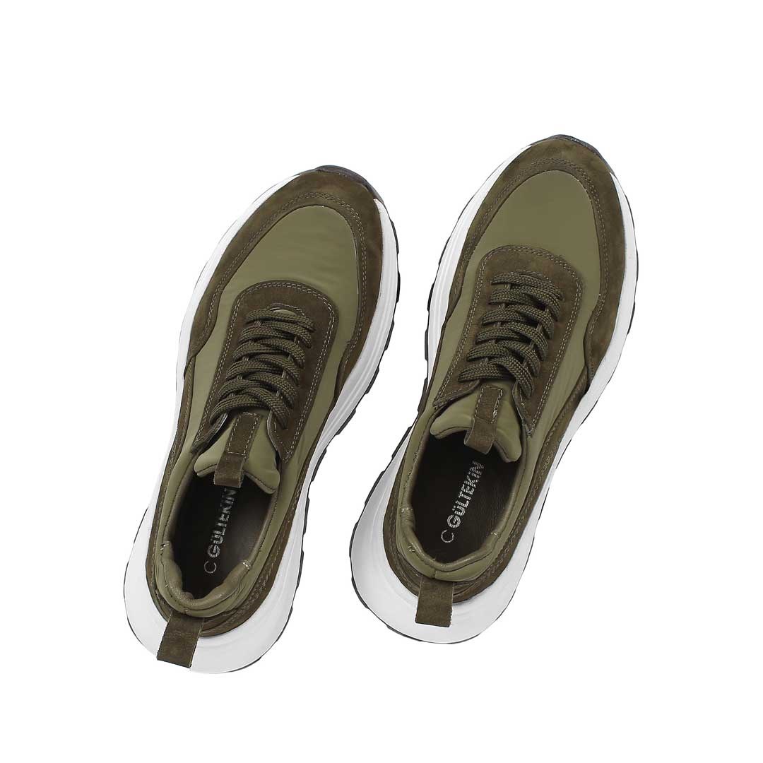 Celal Gültekin Erkek Haki Kalın Tabanlı Nubuk Deri Sneaker