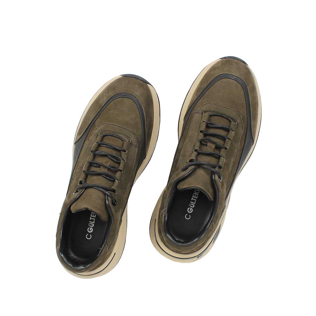Celal Gültekin Erkek Haki Kalın Tabanlı Nubuk Deri Sneaker
